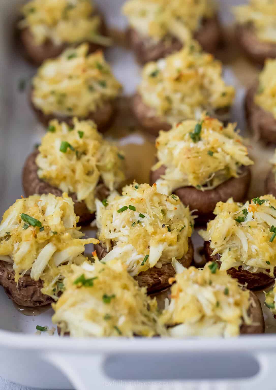 Quick Crab Stuffed Mushrooms | Joyful Healthy Eats