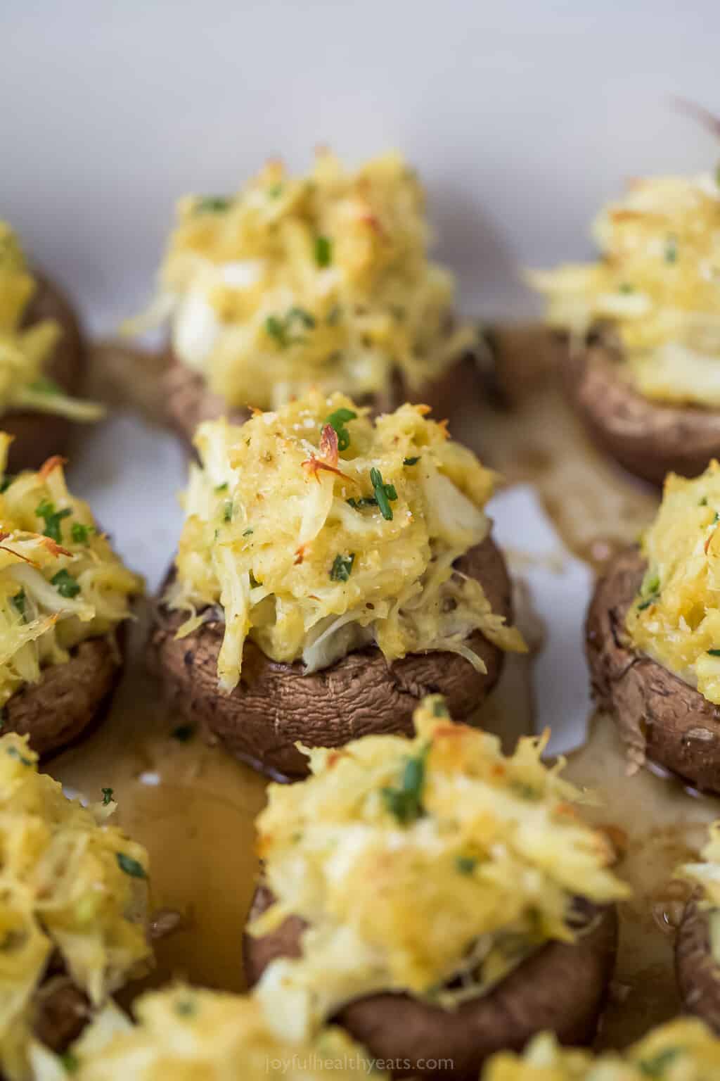 Quick Crab Stuffed Mushrooms | Joyful Healthy Eats