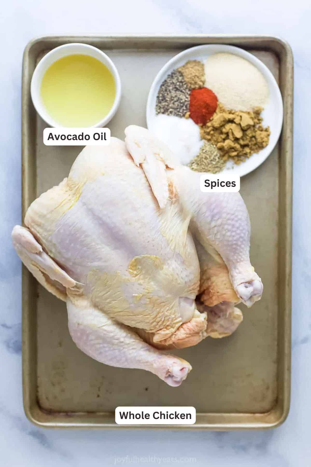 Ingredients for Grilled Whole Chicken.