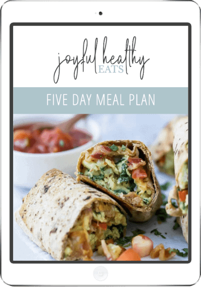 5 Day Meal Plan e-book cover on an iPad