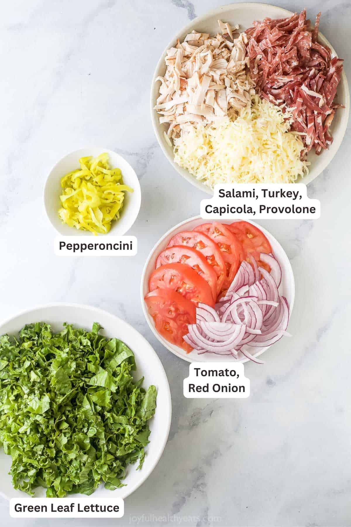 Ingredients for Italian Grinder Salad.