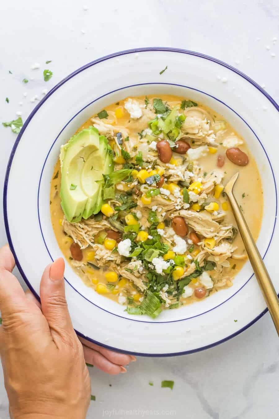 Creamy White Chicken Chili Recipe | Joyful Healthy Eats