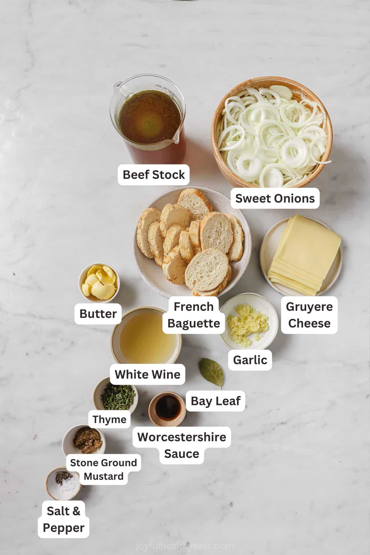 Ingredients for French Onion Soup.