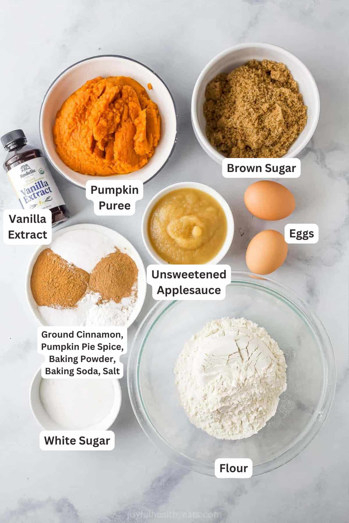 Ingredients for Pumpkin Spice Cupcakes.