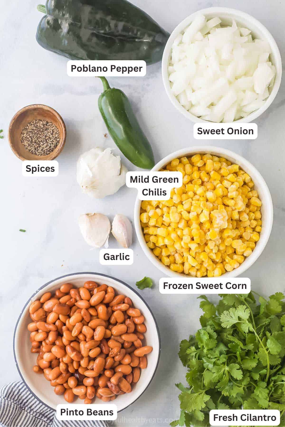 Ingredients for Creamy Mexican Street Corn White Chicken Chili.