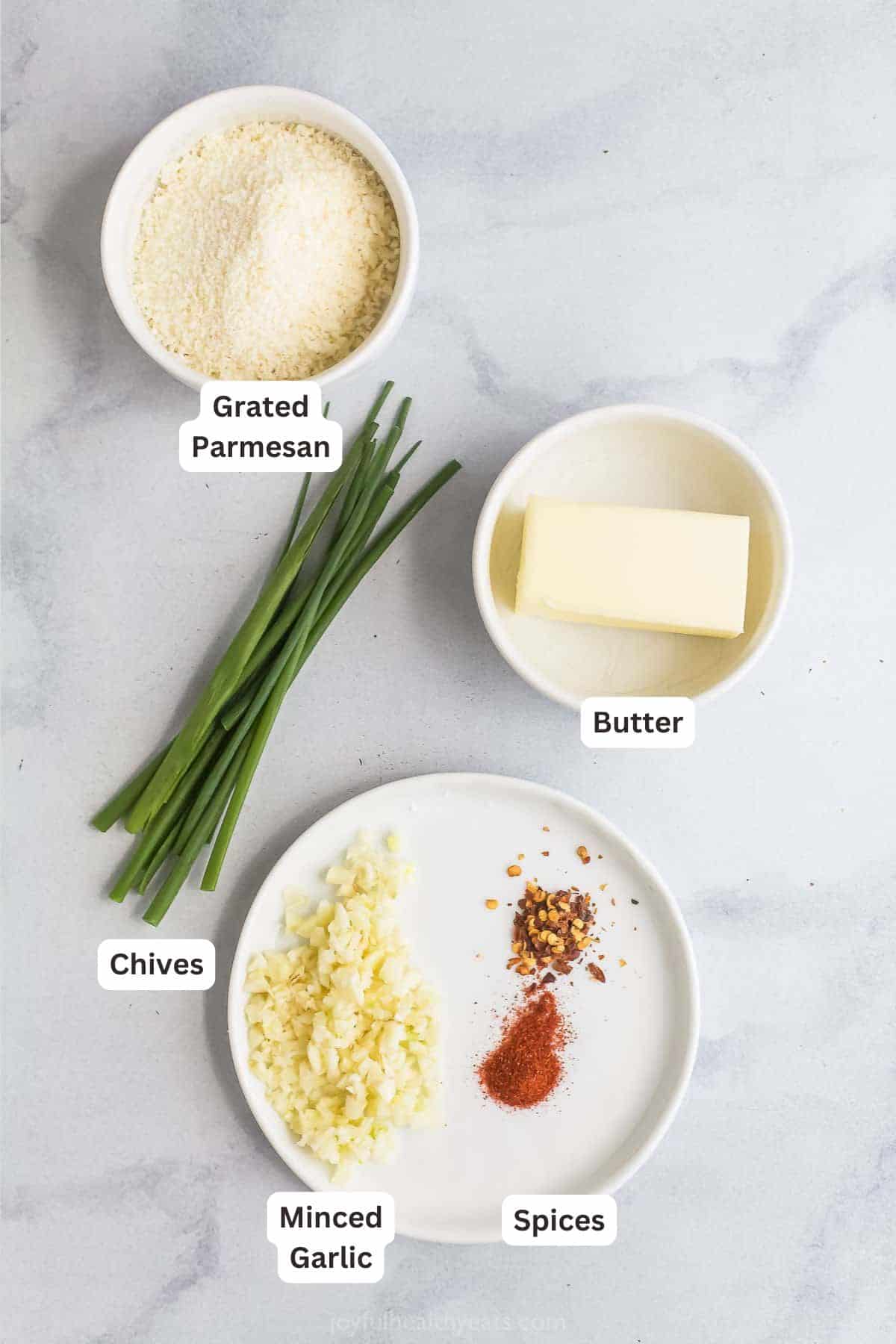 Ingredients for Garlic Parmesan Chicken Thighs.