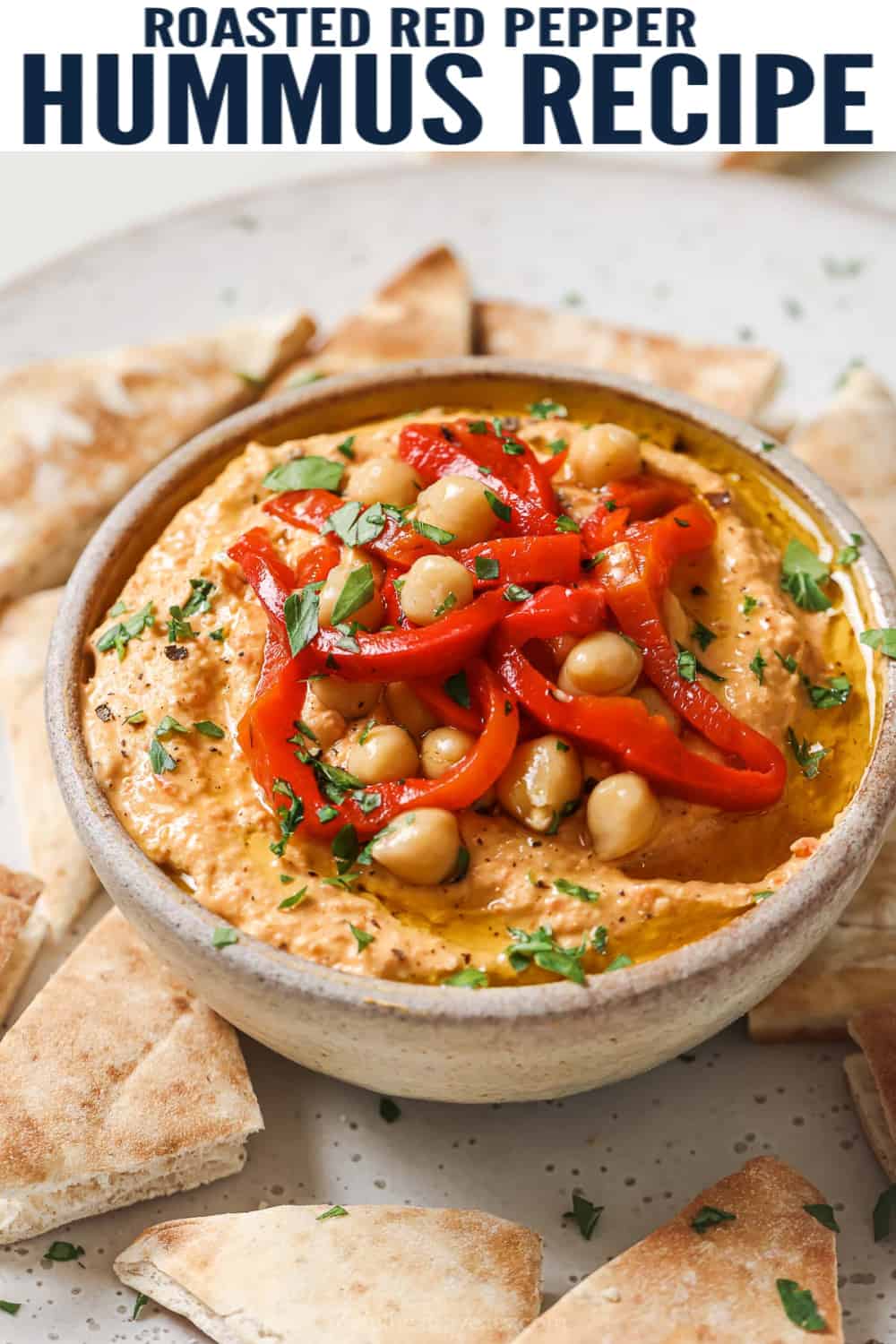 Roasted Red Pepper Hummus Recipe | Joyful Healthy Eats