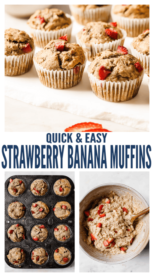 pinterest image for Strawberry Banana Muffins