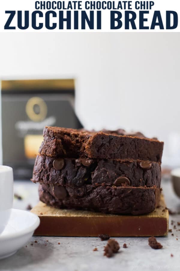 pinterest image for Double Chocolate Zucchini Bread