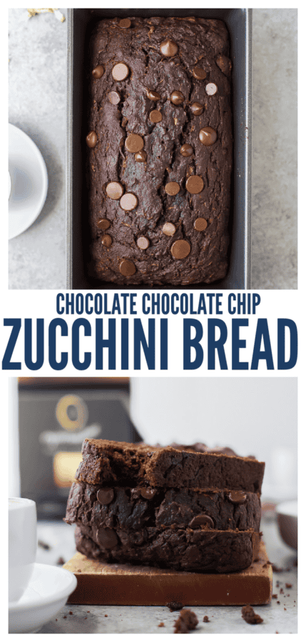 pinterest image for Double Chocolate Zucchini Bread