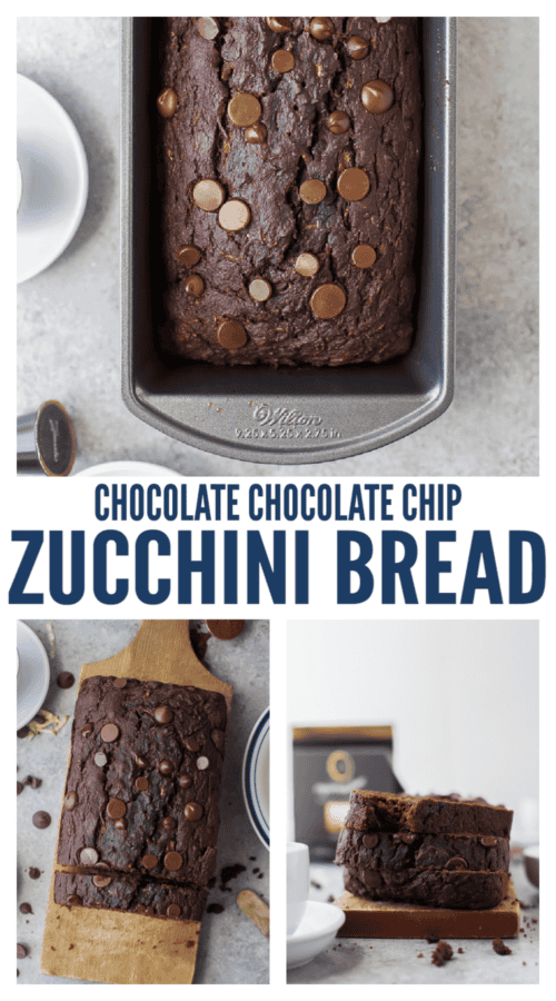 pinterest image for Double Chocolate Zucchini Bread