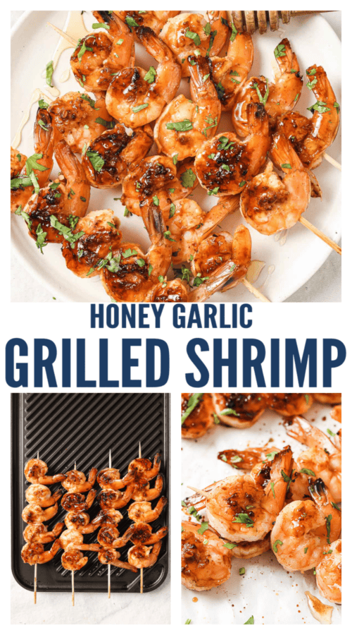 Pinterest image for honey garlic fried shrimp