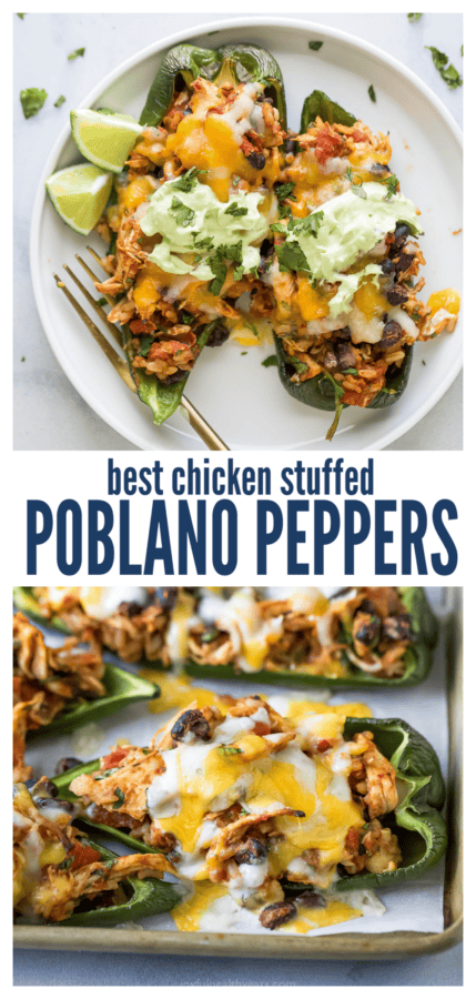 pinterest image for Stuffed Poblano Peppers