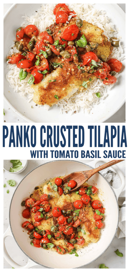 pinterest image for Panko Crusted Tilapia