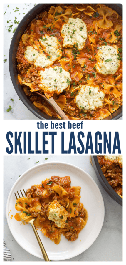 pinterest image for Skillet Lasagna |