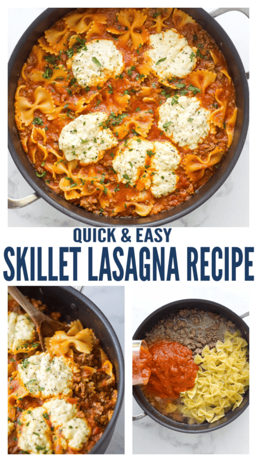 pinterest image for Skillet Lasagna |