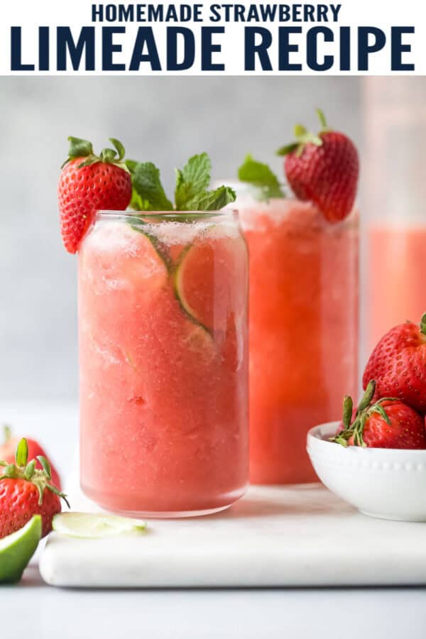 pinterest image for Strawberry Limeade