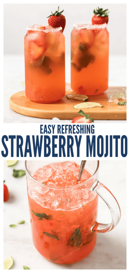 pinterest image for Strawberry Mojito