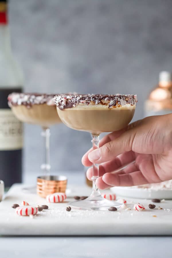 Grabbing a creamy peppermint espresso martini.