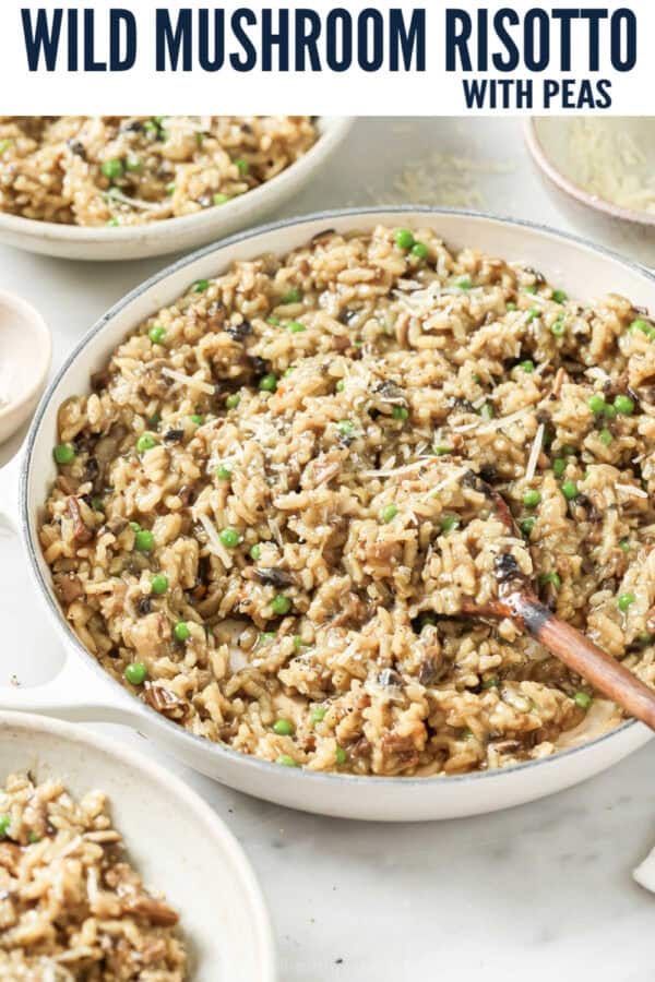 Pinterest image for wild mushroom risotto