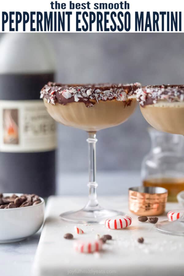 pinterest image for Peppermint Espresso Martini