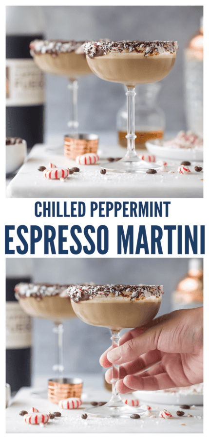 pinterest image for Peppermint Espresso Martini