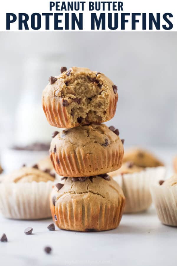 pinterest image for Peanut Butter Protein Muffins