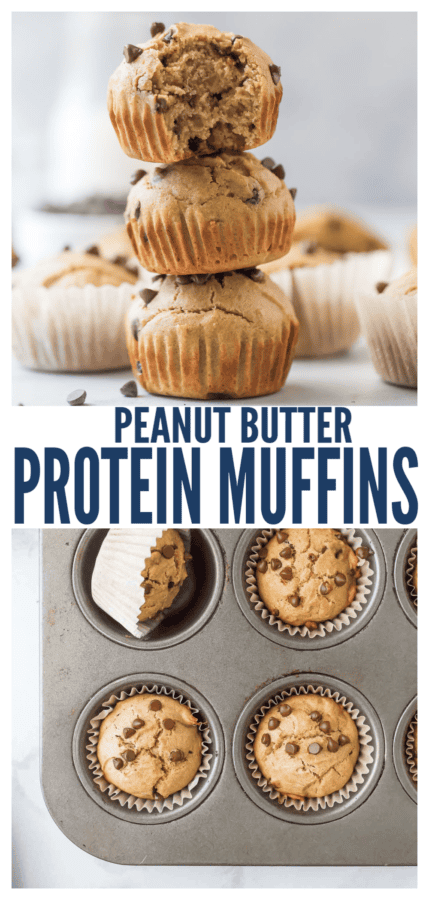 pinterest image for Peanut Butter Protein Muffins