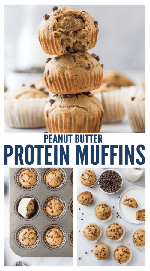 pinterest image for Peanut Butter Protein Muffins