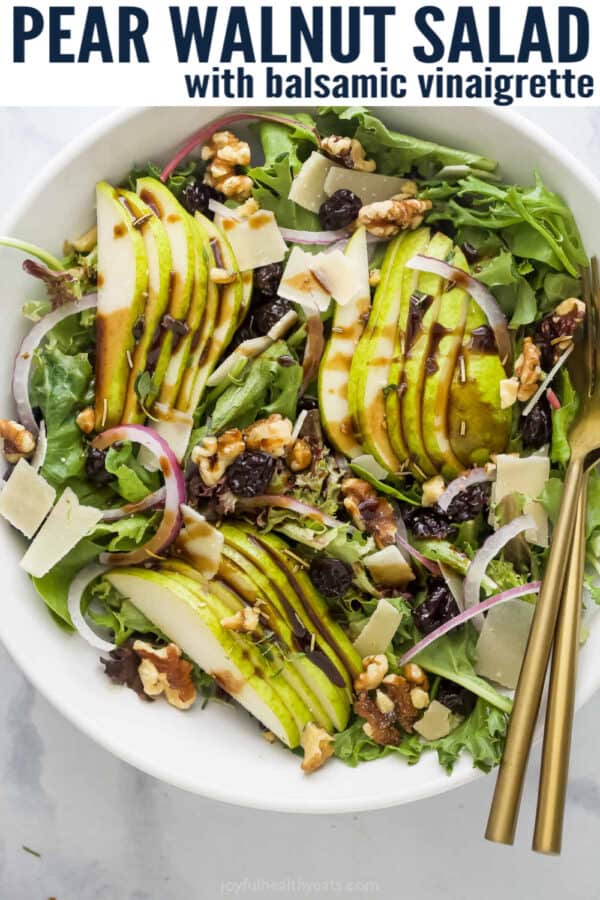 pinterest image for pear walnut salad