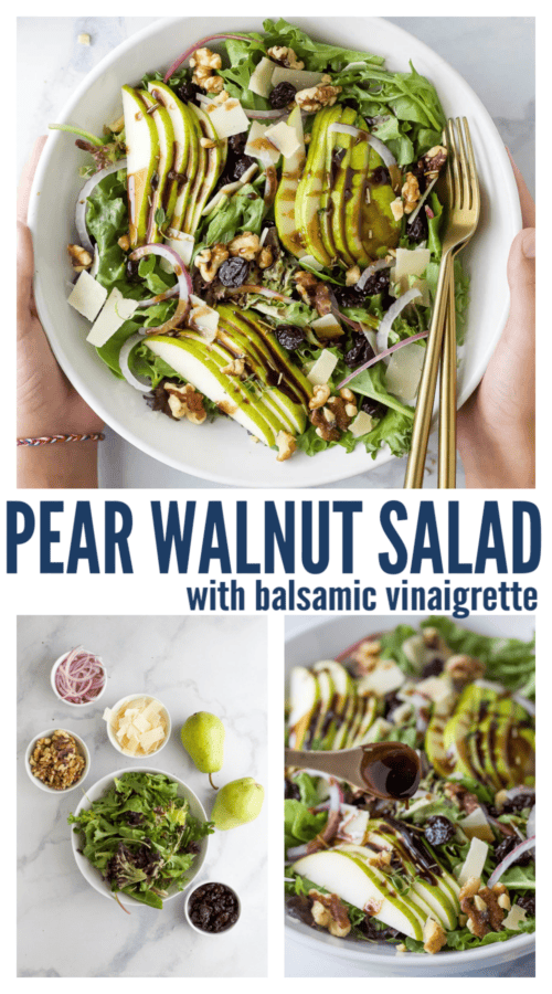 pinterest image for pear walnut salad