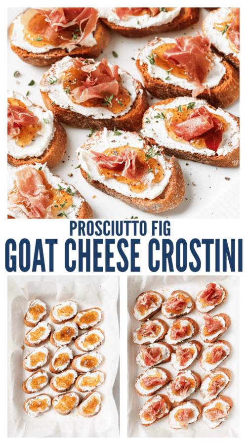 Pinterest image for Prosciutto and Fig Goat Cheese Crostini