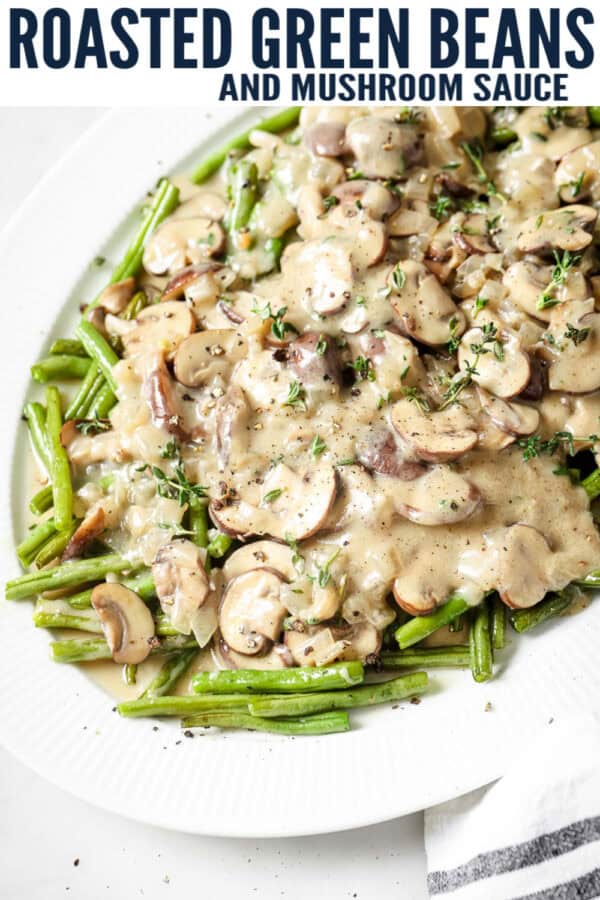 pinterest image for Green Beans and Mushrooms