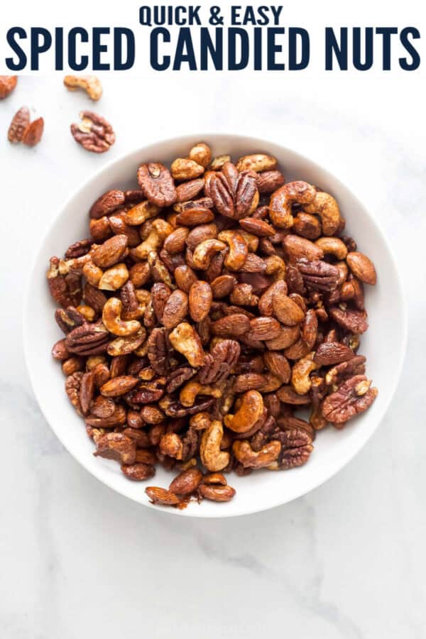 pinterest image for Spiced Candied Nuts