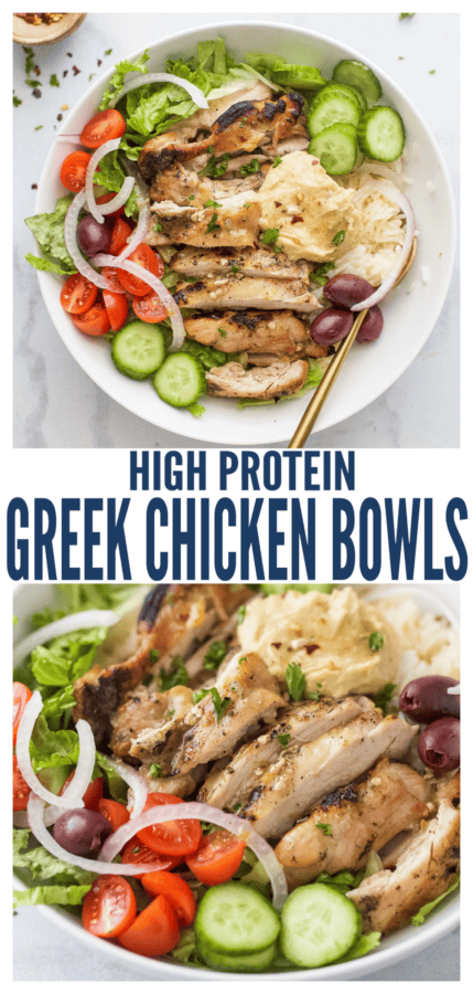 pinterest image for Greek Chicken Bowls