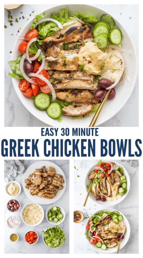 pinterest image for Greek Chicken Bowls