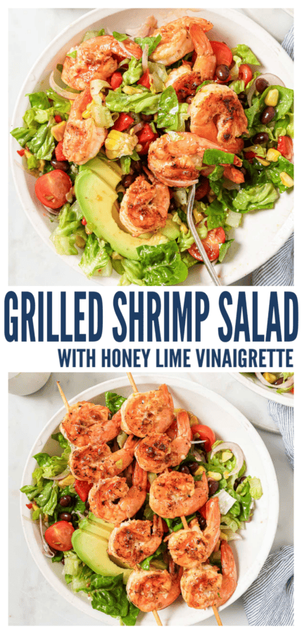 pinterest image for Grilled Shrimp Salad |