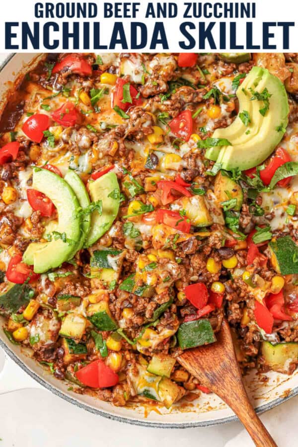 pinterest image for Ground Beef and Zucchini Skillet