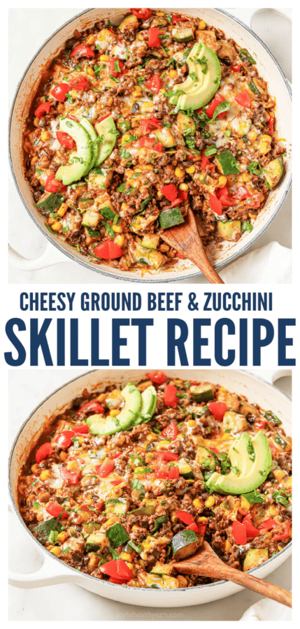 pinterest image for Ground Beef and Zucchini Skillet