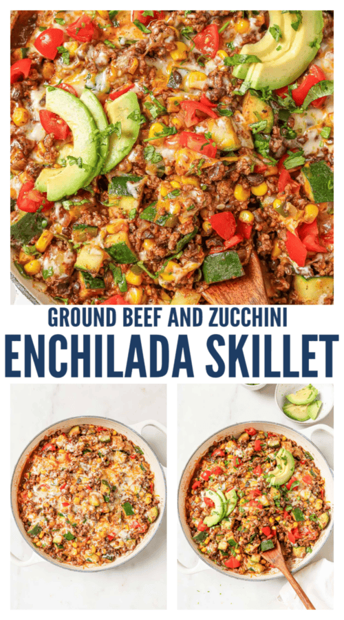 pinterest image for Ground Beef and Zucchini Skillet