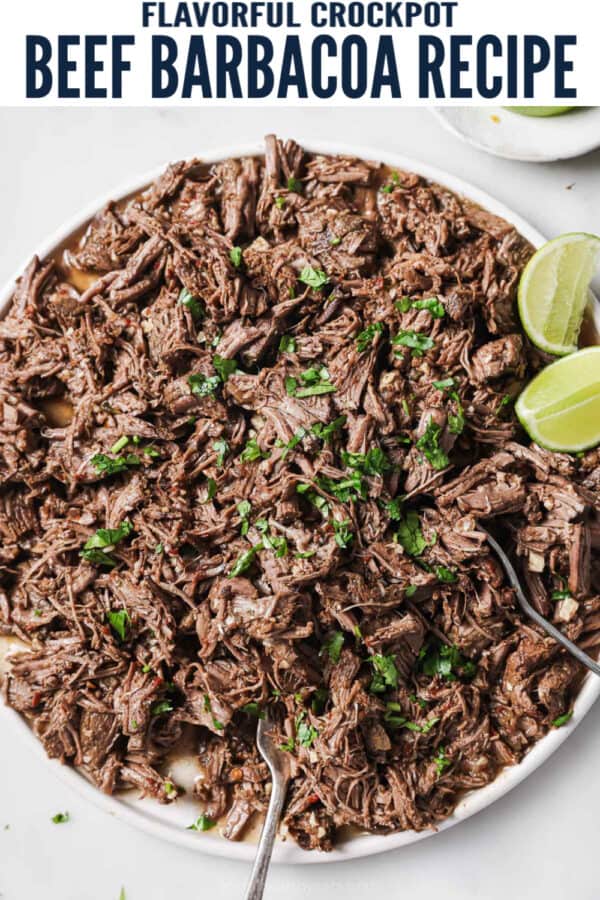 pinterest image for Crockpot Beef Barbacoa