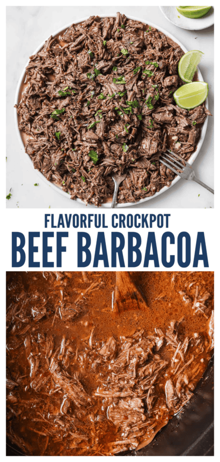 pinterest image for Crockpot Beef Barbacoa