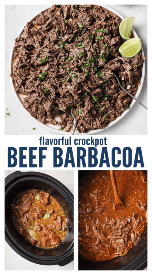 pinterest image for Crockpot Beef Barbacoa