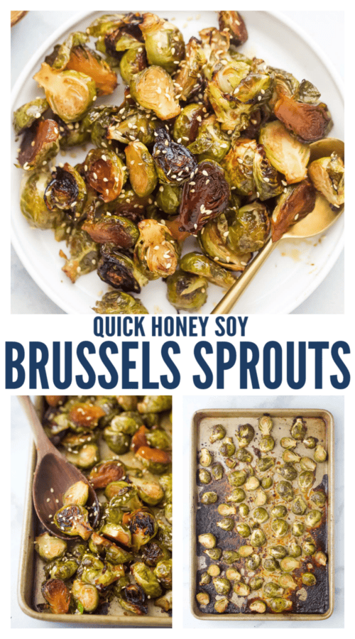 pinterest image for Honey Roasted Brussels Sprouts